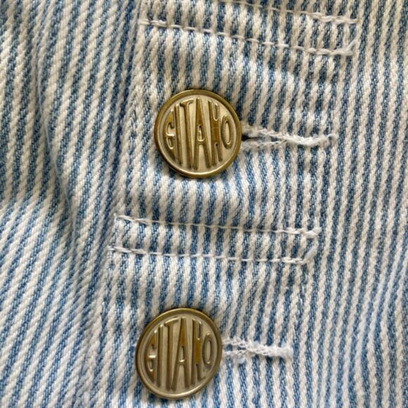 Gitano Vntg 90s High Waist Pin Stripe 100% Cotton Button Shorts Size 11/12 28x5 - Picture 10 of 10